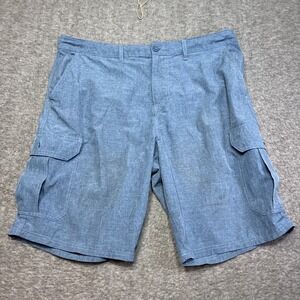 Trinity Cargo Hybrid Shorts Mens 38 Blue Heathered Stretch Swim Run Hike Travel